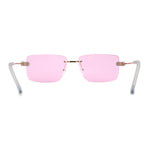 Womens Slick Minimal Luxury Rimless Rectangle Retro 90s Sunglasses