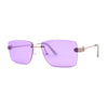 Womens Slick Minimal Luxury Rimless Rectangle Retro 90s Sunglasses