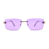 Womens Slick Minimal Luxury Rimless Rectangle Retro 90s Sunglasses