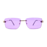 Womens Slick Minimal Luxury Rimless Rectangle Retro 90s Sunglasses