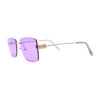 Womens Slick Minimal Luxury Rimless Rectangle Retro 90s Sunglasses