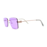 Womens Slick Minimal Luxury Rimless Rectangle Retro 90s Sunglasses