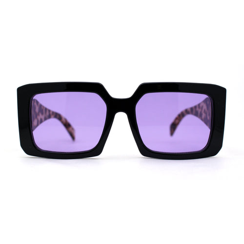 Womens Geometric Rectangle Mod Beveled Arm Sunglasses