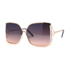 Womens Metal Rim Rectangle Oversize Butterfly Designer Sunglasses