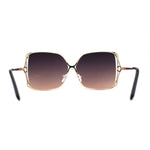Womens Metal Rim Rectangle Oversize Butterfly Designer Sunglasses
