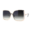 Womens Metal Rim Rectangle Oversize Butterfly Designer Sunglasses