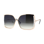 Womens Metal Rim Rectangle Oversize Butterfly Designer Sunglasses