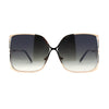 Womens Metal Rim Rectangle Oversize Butterfly Designer Sunglasses