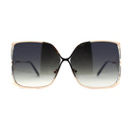Womens Metal Rim Rectangle Oversize Butterfly Designer Sunglasses