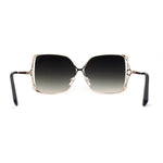 Womens Metal Rim Rectangle Oversize Butterfly Designer Sunglasses
