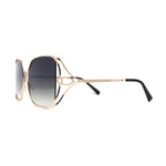 Womens Metal Rim Rectangle Oversize Butterfly Designer Sunglasses
