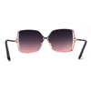 Womens Metal Rim Rectangle Oversize Butterfly Designer Sunglasses