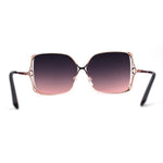 Womens Metal Rim Rectangle Oversize Butterfly Designer Sunglasses