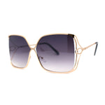 Womens Metal Rim Rectangle Oversize Butterfly Designer Sunglasses