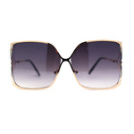 Womens Metal Rim Rectangle Oversize Butterfly Designer Sunglasses