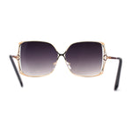 Womens Metal Rim Rectangle Oversize Butterfly Designer Sunglasses