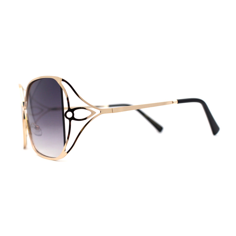 Womens Metal Rim Rectangle Oversize Butterfly Designer Sunglasses