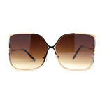 Womens Metal Rim Rectangle Oversize Butterfly Designer Sunglasses