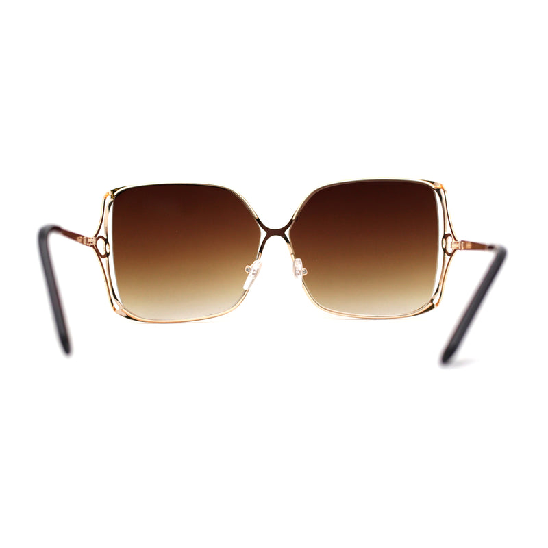 Womens Metal Rim Rectangle Oversize Butterfly Designer Sunglasses