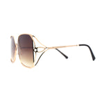 Womens Metal Rim Rectangle Oversize Butterfly Designer Sunglasses