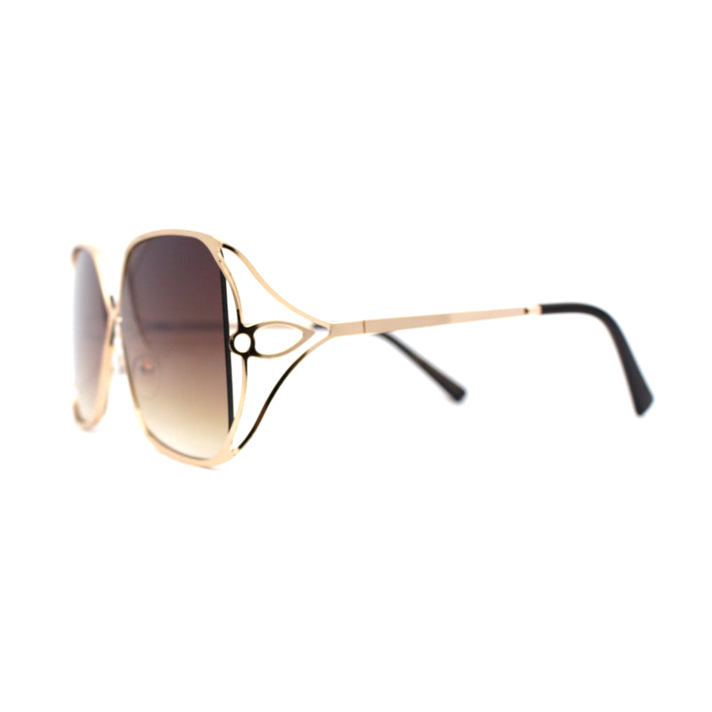Womens Metal Rim Rectangle Oversize Butterfly Designer Sunglasses