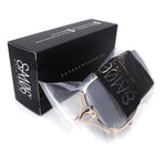Womens Metal Rim Rectangle Oversize Butterfly Designer Sunglasses