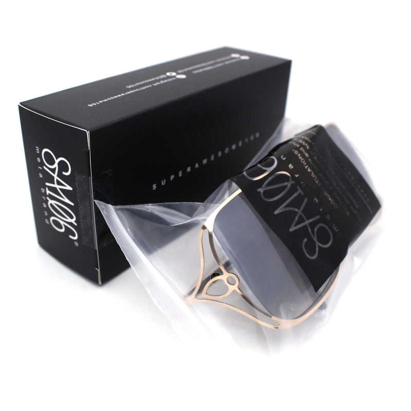 Womens Metal Rim Rectangle Oversize Butterfly Designer Sunglasses