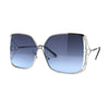 Womens Metal Rim Rectangle Oversize Butterfly Designer Sunglasses