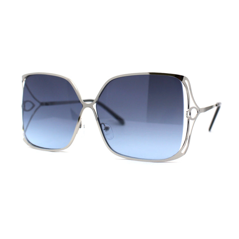 Womens Metal Rim Rectangle Oversize Butterfly Designer Sunglasses