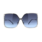 Womens Metal Rim Rectangle Oversize Butterfly Designer Sunglasses