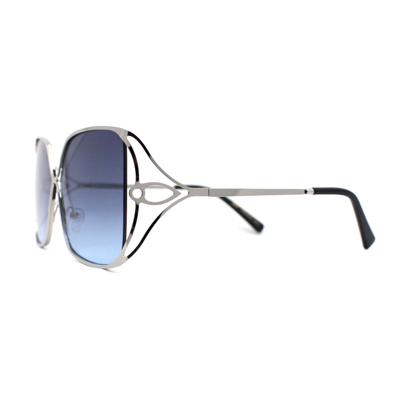 Womens Metal Rim Rectangle Oversize Butterfly Designer Sunglasses