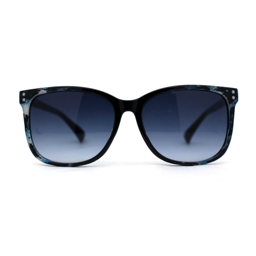 Womens Minimal Simple Horn Rim Marble Pattern Plastic Sunglasses