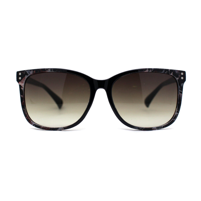 Womens Minimal Simple Horn Rim Marble Pattern Plastic Sunglasses