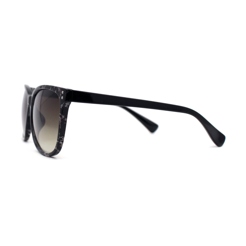 Womens Minimal Simple Horn Rim Marble Pattern Plastic Sunglasses