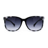 Womens Minimal Simple Horn Rim Marble Pattern Plastic Sunglasses