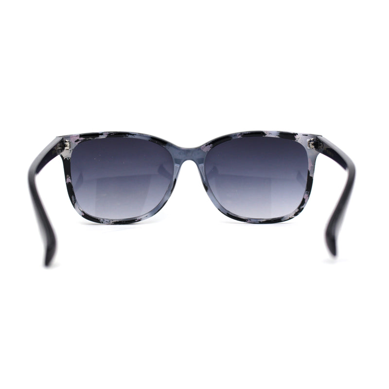 Womens Minimal Simple Horn Rim Marble Pattern Plastic Sunglasses