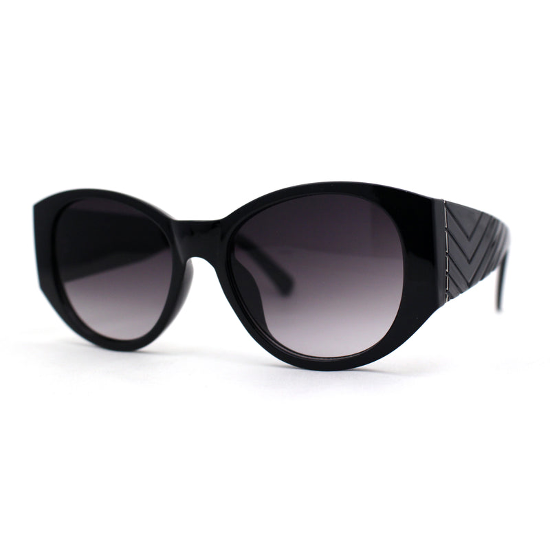 Womens Oversize Round Thick Temple Chic Plastic Cat Eye Sunglasses