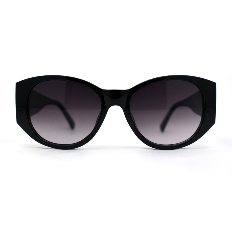 Womens Oversize Round Thick Temple Chic Plastic Cat Eye Sunglasses