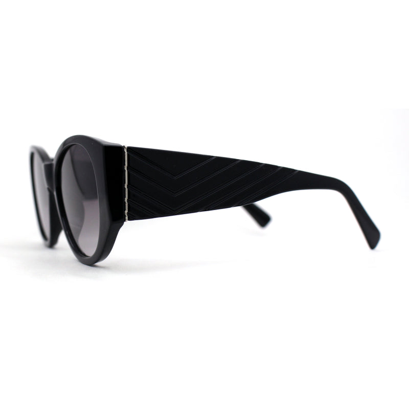 Womens Oversize Round Thick Temple Chic Plastic Cat Eye Sunglasses