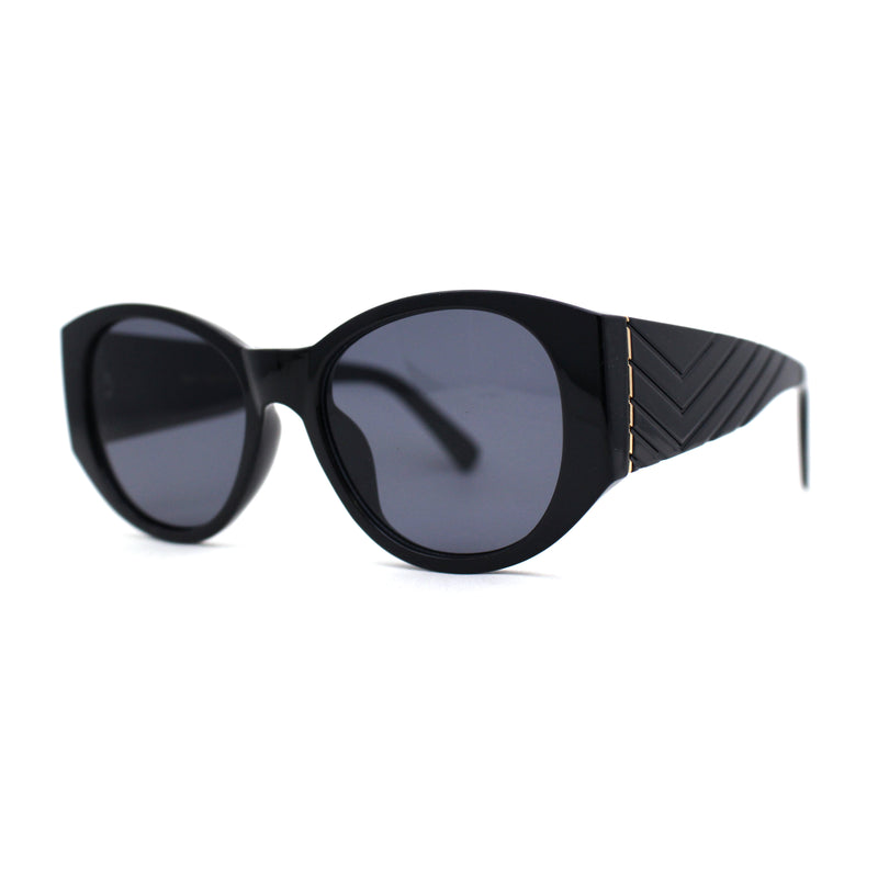 Womens Oversize Round Thick Temple Chic Plastic Cat Eye Sunglasses