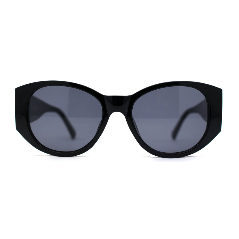 Womens Oversize Round Thick Temple Chic Plastic Cat Eye Sunglasses