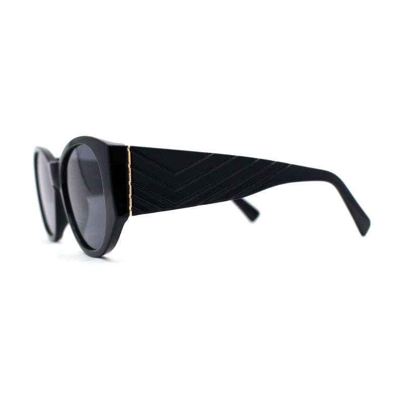 Womens Oversize Round Thick Temple Chic Plastic Cat Eye Sunglasses