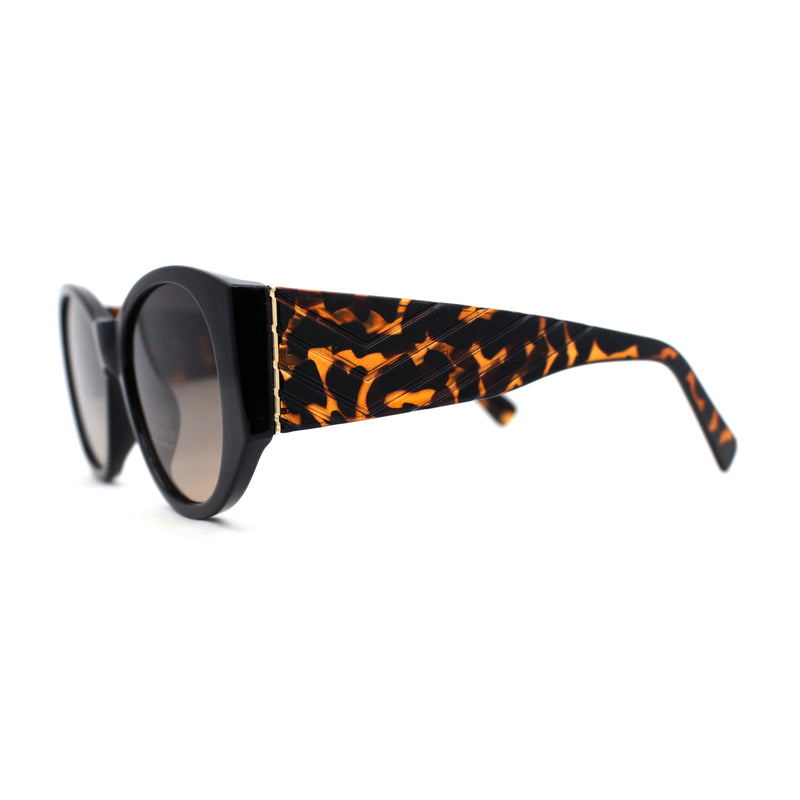 Womens Oversize Round Thick Temple Chic Plastic Cat Eye Sunglasses