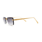 Rimless Narrow Rectangle Luxury Beveled Lens Dad Shade Sunglasses