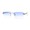 Rimless Narrow Rectangle Luxury Beveled Lens Dad Shade Sunglasses