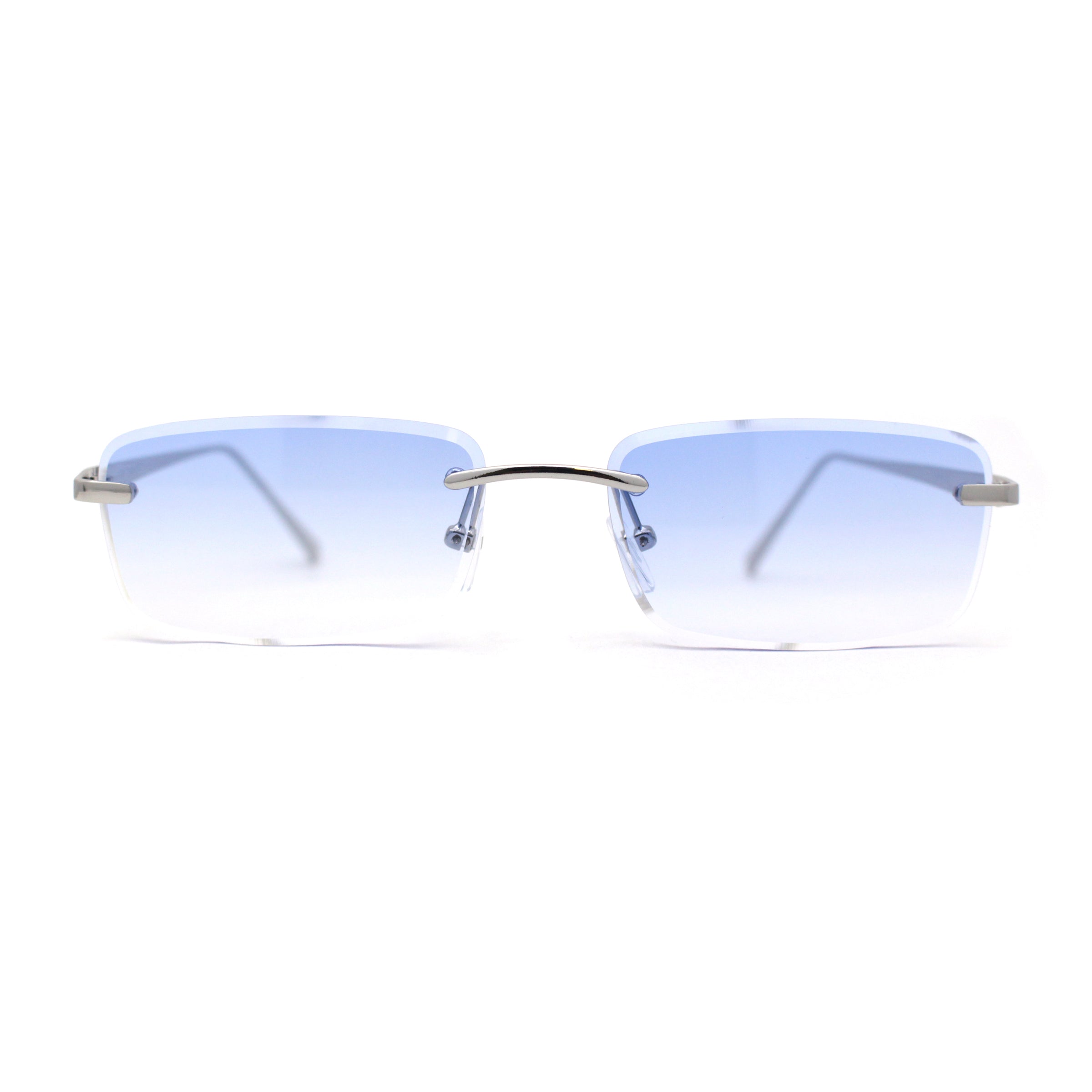 Polarized Rectangular Rimless Sunglasses for Mens / Light Adjusting