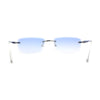 Rimless Narrow Rectangle Luxury Beveled Lens Dad Shade Sunglasses