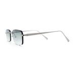 Rimless Narrow Rectangle Luxury Beveled Lens Dad Shade Sunglasses