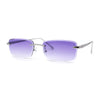 Rimless Narrow Rectangle Luxury Beveled Lens Dad Shade Sunglasses