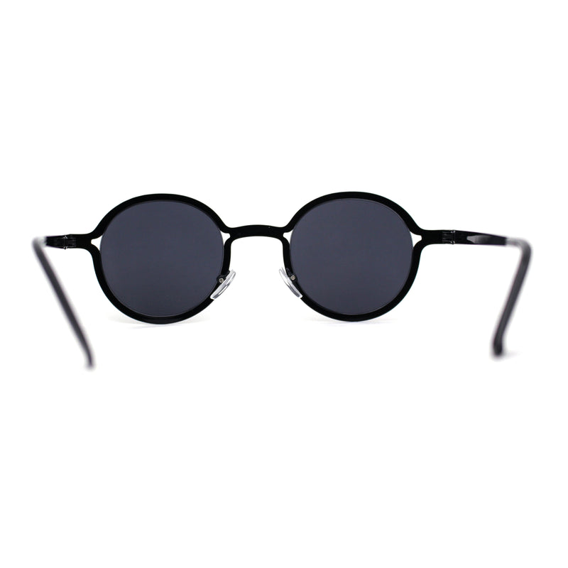 Retro 90s Style Round Thin Metal Rim Contemporary Fashion Sunglasses